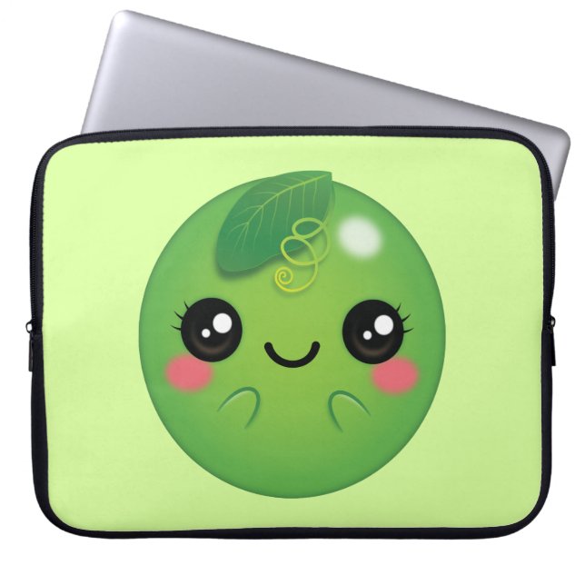 Kawaii Pea Laptopschutzhülle (Vorderseite)