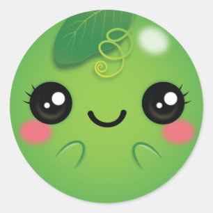 Kawaii Pea Runder Aufkleber