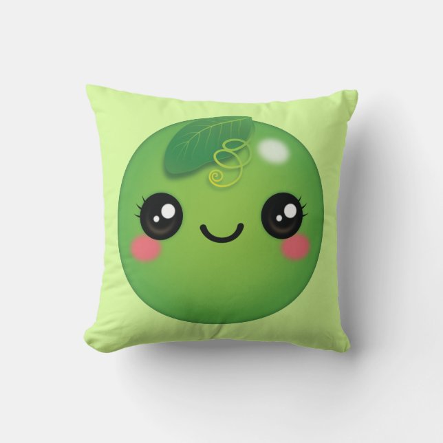 Kawaii Pea Throw Pillow Kissen (Vorderseite)