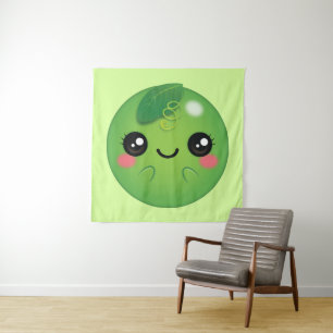 Kawaii Pea Wandteppich