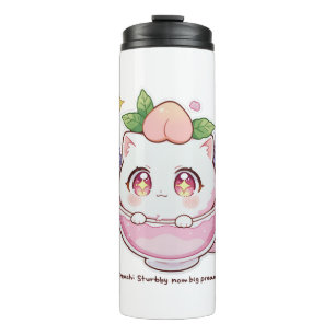 Kawaii Peach Cat in Teacup Thermal Tumbler Thermosbecher