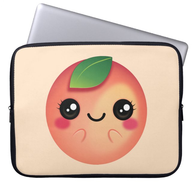 Kawaii Peach Laptopschutzhülle (Vorderseite)