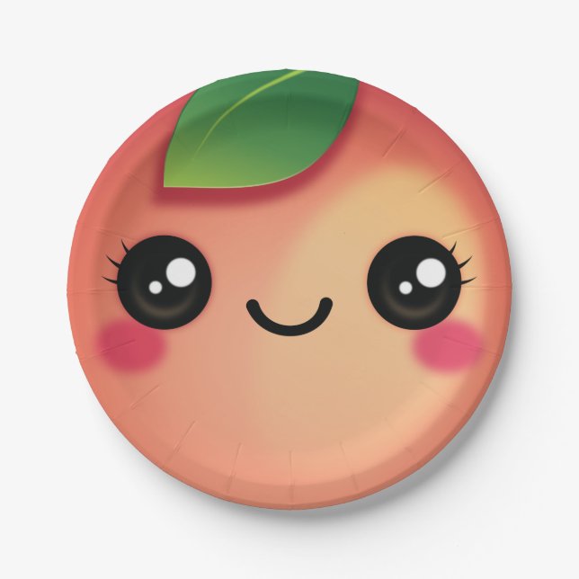 Kawaii Peach Paper Plate Pappteller (Vorderseite)