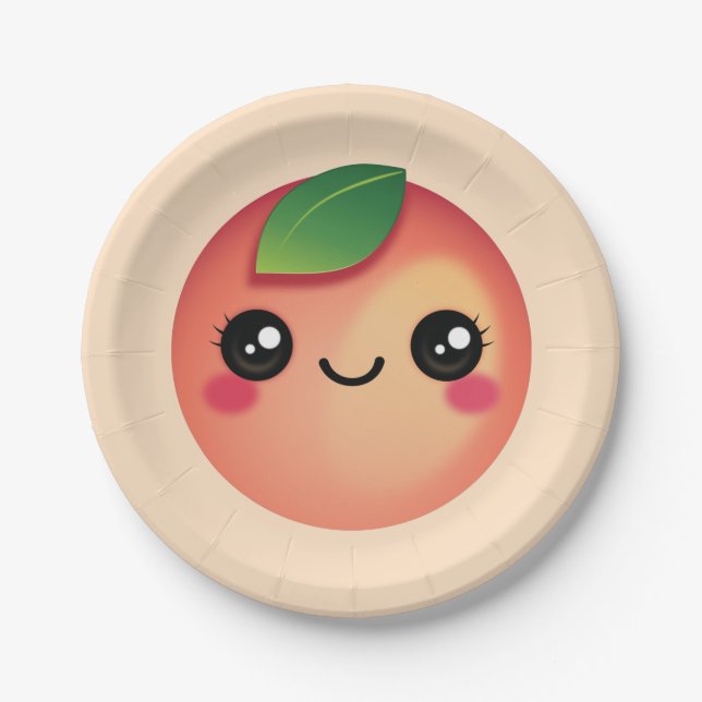 Kawaii Peach Paper Plate Pappteller (Vorderseite)