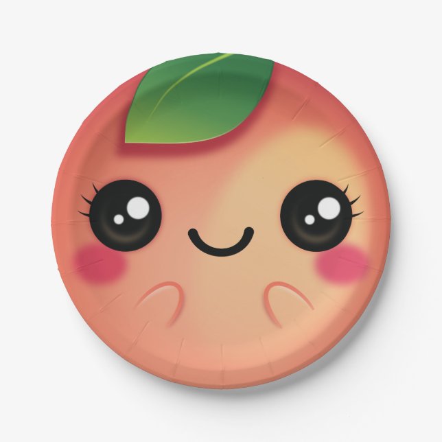 Kawaii Peach Pappteller (Vorderseite)