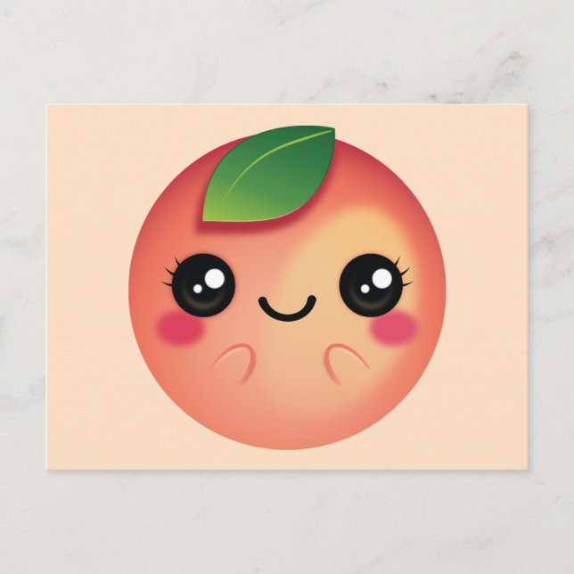 Kawaii Peach Postkarte (Vorderseite)