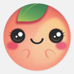Kawaii Peach Runder Aufkleber