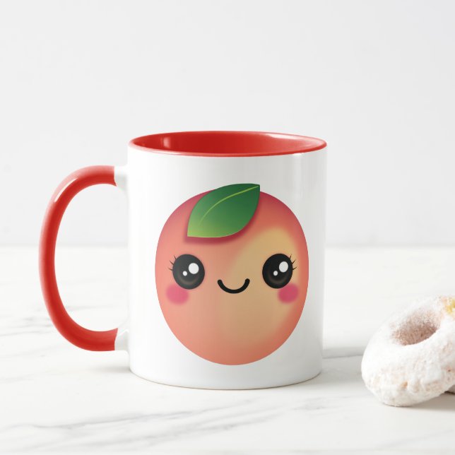 Kawaii Peach Tasse (Mit Donut)