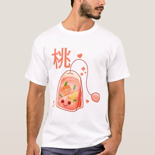 Kawaii Peach Tea Bag T-Shirt (Vorderseite)