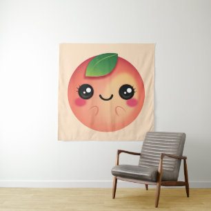 Kawaii Peach Wandteppich