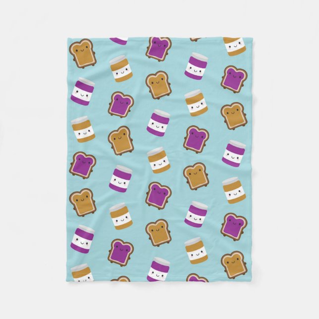 Kawaii Peanut Butter & Jelly Sandwich Couple Fleecedecke (Vorderseite)