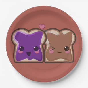 Kawaii Peanut Butter und Jelly Friends Pappteller