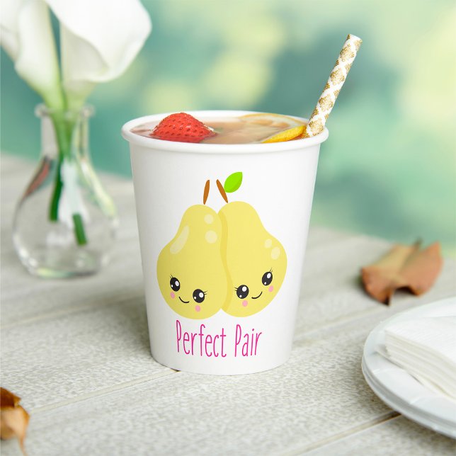 Kawaii Pear Couple Perfect Pair Funny Pub Pappbecher (Von Creator hochgeladen)