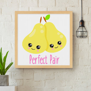 Kawaii Pear Couple Perfect Pair Funny Pub Poster