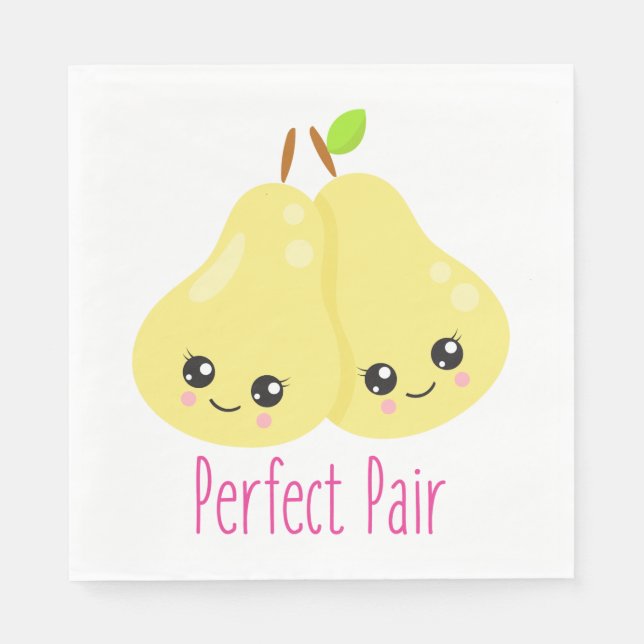 Kawaii Pear Couple Perfect Pair Funny Pub Serviette (Vorderseite)