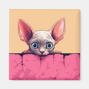 Kawaii Peeking Niedlich Sphynx Cat Magnet
