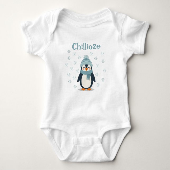 Kawaii Penguin Baby Bodysuit - Niedliches WinterOu Baby Strampler (Vorderseite)