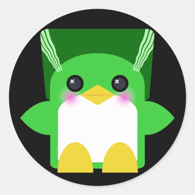 Kawaii Penguin Bride von Frankenstein Runder Aufkleber (Vorderseite)