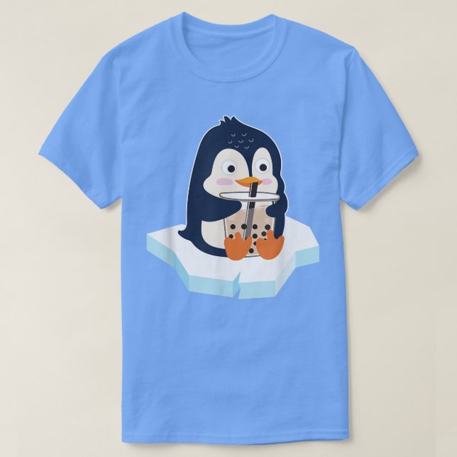 Kawaii Penguin Bubble Tea Boba Tea Niedlicher Ping T-Shirt (Design vorne)