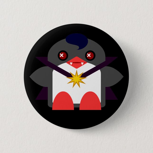 Kawaii Penguin Vampire Button (Vorderseite)