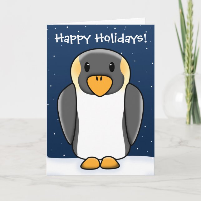 Kawaii Penguin Weihnachtskarte Feiertagskarte (Vorderseite)