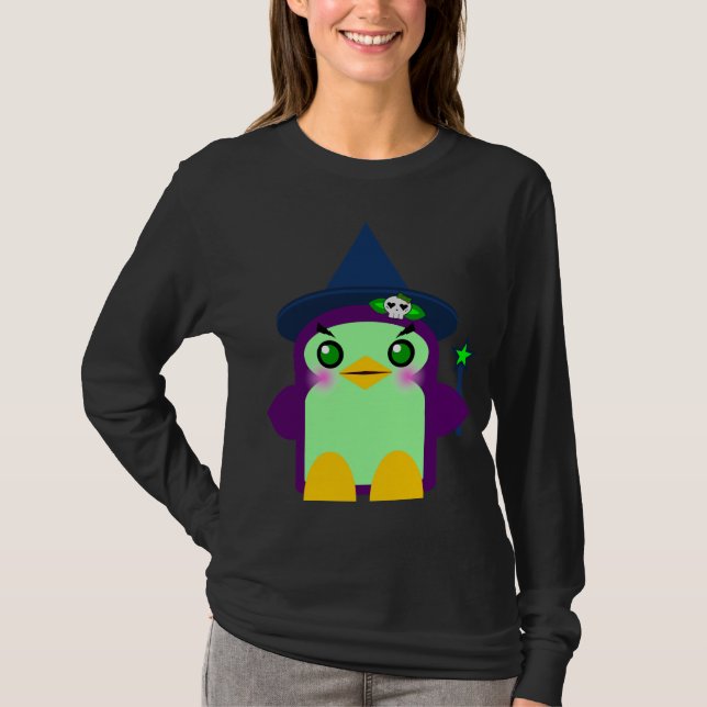 Kawaii Penguin Witch T-Shirt (Vorderseite)