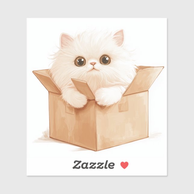 Kawaii Persian Cat Sat in einer Box Laptop-Aufkleb Aufkleber (Blatt)