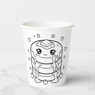 Kawaii Pfannkuchenstapel Färbung Pappbecher