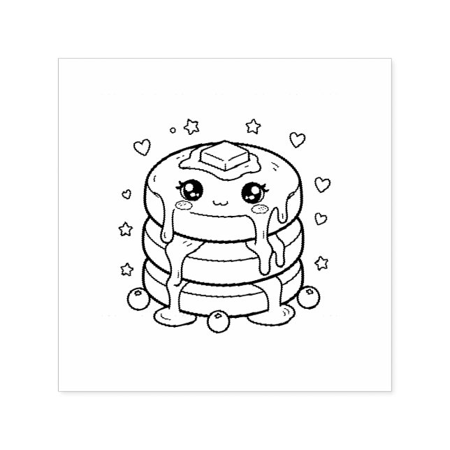 Kawaii Pfannkuchenstapel Färbung Permastempel (Design)