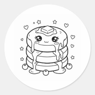Kawaii Pfannkuchenstapel Färbung Runder Aufkleber