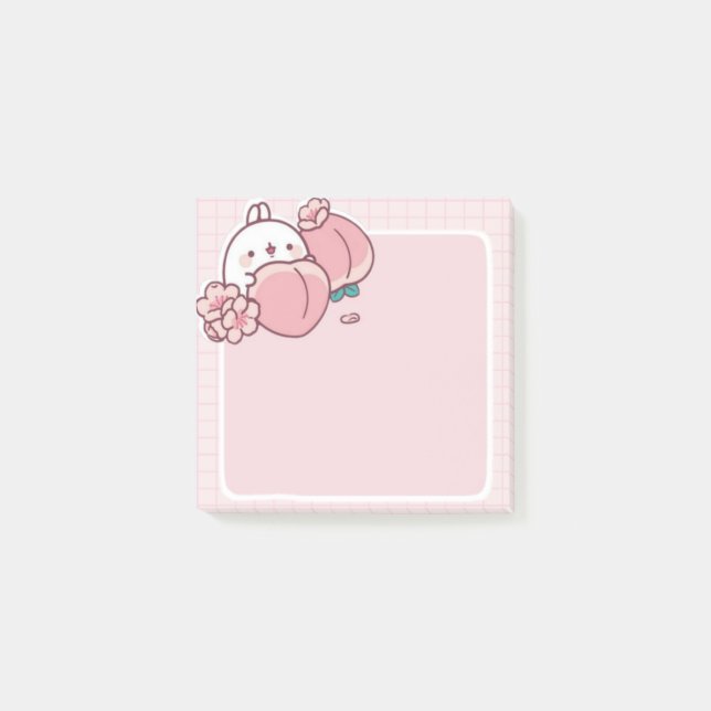  Kawaii Pfirsichpferd Blume Sakura Pink niedlich Post-it Klebezettel (Vorderseite)