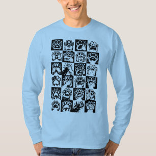 Kawaii Pfoten Emotionen Schwarz Weiß Raster T-Shirt