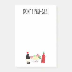 Kawaii Pho Don't Pho-Get Vergiss Punny-Nudeln Post-it Klebezettel