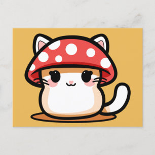 Kawaii-Pilz-Katze Postkarte