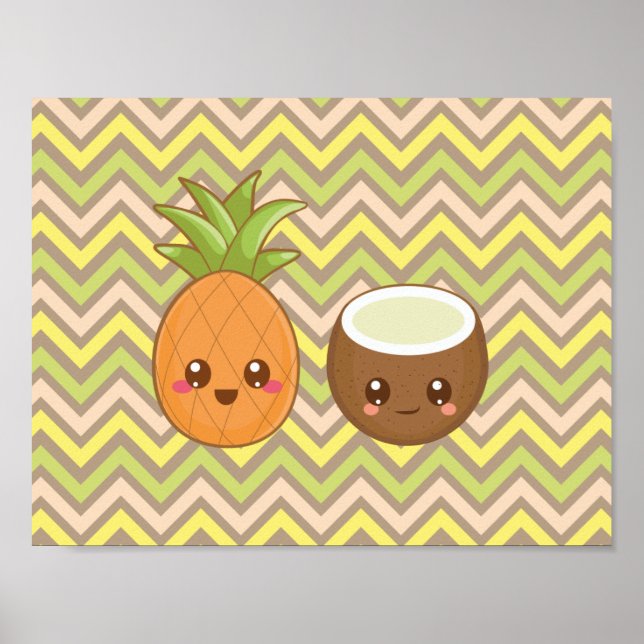 Kawaii Pineaple Coconut Poster (Vorne)