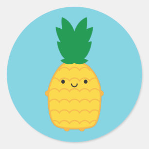 Kawaii Pineapple Runder Aufkleber
