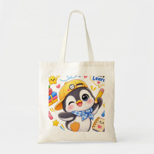 Kawaii Pinguin Lass uns lernen Rückkehr zur Schule Tragetasche