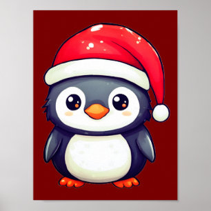 Kawaii Pinguin Tragen eine gemütliche Weihnachtsma Poster