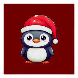 Kawaii Pinguin Tragen eine gemütliche Weihnachtsma Poster