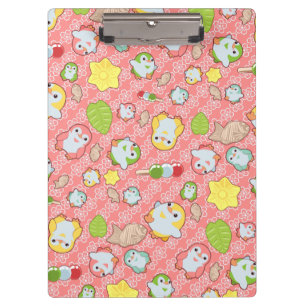 Kawaii Pinguine und Wagashi Klemmbrett