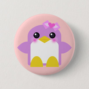 kawaii Pinguinmädchen-Rosa Sweety tweety Button