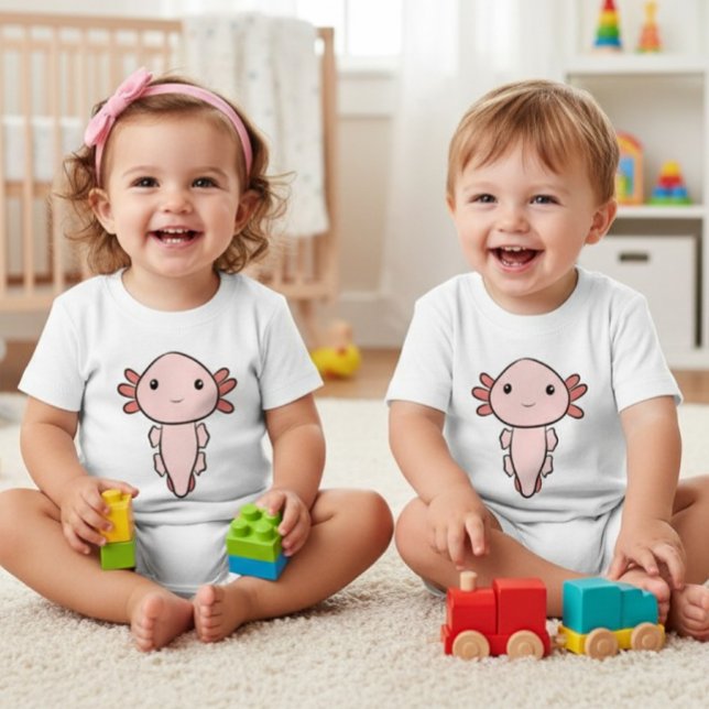 Kawaii Pink Axolotl Simple Baby T-Shirt (Von Creator hochgeladen)