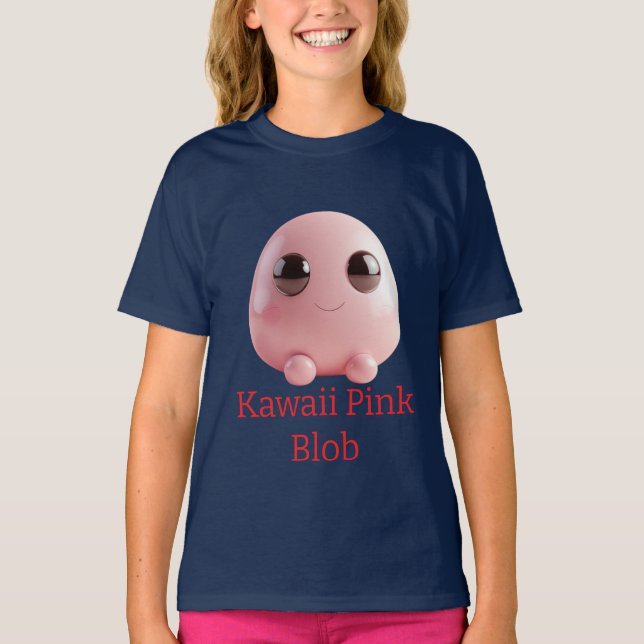Kawaii Pink Blob — Cute 3D Character  T-Shirt (Vorderseite)