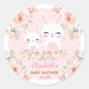 Kawaii Pink Bunny Rabbit Babydusche Dekoration Runder Aufkleber