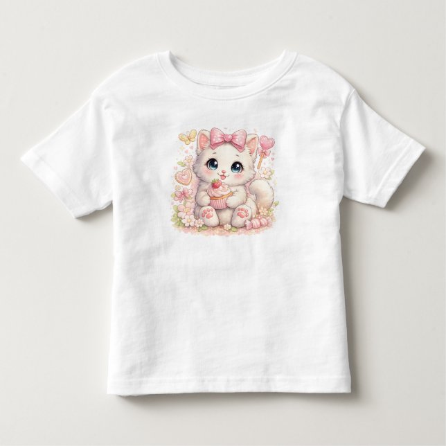 – Kawaii Pink Cat Graphic Tee for Girls & Boys (Vorderseite)