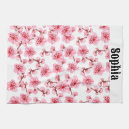 kawaii pink cherry blossoms geschirrtuch
