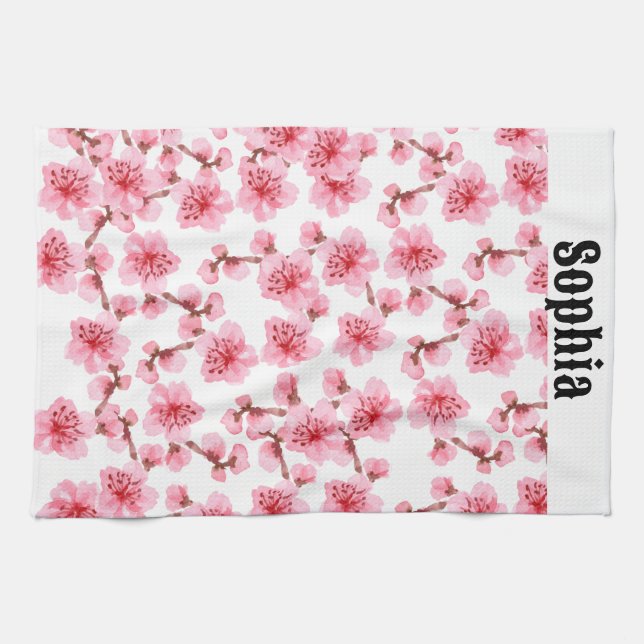 kawaii pink cherry blossoms geschirrtuch (Horizontal)