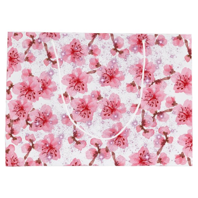 kawaii pink cherry blossoms große geschenktüte (Rückseite)