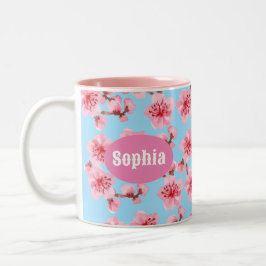 kawaii pink cherry blossoms zweifarbige tasse