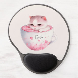 Kawaii Pink Chibi Katze mit Niedlicher Krone Gel Mousepad